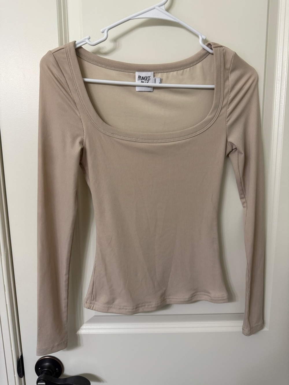 Princess Polly Long Sleeve Square Neck Top in Taupe